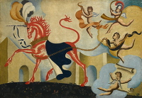 Artist Anna Zinkeisen: Unicorn with cherubs, circa 1930