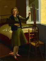 Artist Audrey Weber: The Artist Painting in her Studio (possibly a self-portrait)