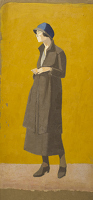 Artist Nora Yoxall: Standing figure, full length three-quarter view, circa 1920