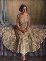 Artist Phyllis Dodd: Olga in her flounced dress, 1930