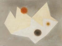 Artist Paule Vezelay: White and Cream Form with Three Circles