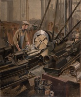 Artist Isobel Atterbury Heath: Man at a lathe