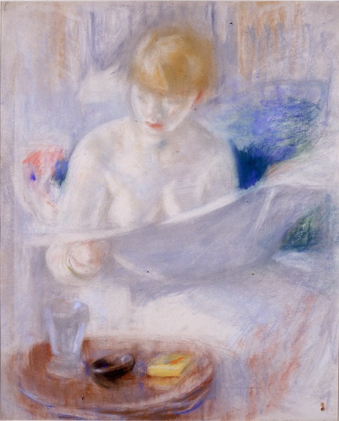 Artist Julia Beatrice How (1867-1932): Lisant Dans Ie Lit (Reading in Bed), after 1910