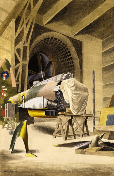 Artist Barbara Jones (1912-1978): The Wind Tunnel - Royal Aircraft Establishment Farnborough, 1944