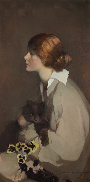 Artist Norah Neilson Gray (1882-1931): Young Woman with Cat, circa 1928