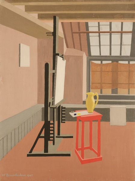 Artist Wilhelmina Barns-Graham: Studio Interior (Red Stool, Studio), 1945