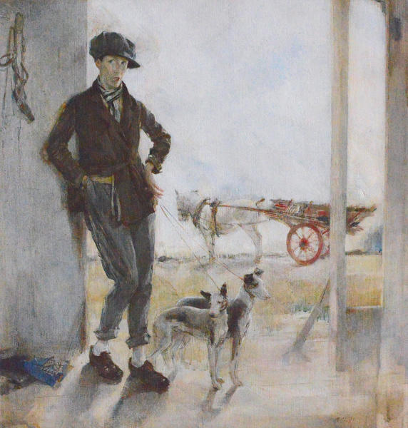 Artist Madeline Green (1884 - 1947): Coster with Dogs, circa 1925