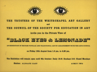 Artist Barbara Jones: Black Eyes & Lemonade invitation card private view, 1951
