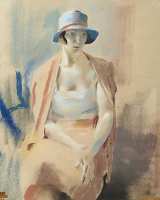 Artist Edith Granger-Taylor: Olive in a Blue Hat