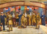 Artist Anna Zinkeisen: Lady Limerick’s Free Buffet for Soldiers and Sailors, circa 1918