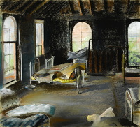 Artist Catherine Olive Moody: Bedroom of a derelict house, 1958