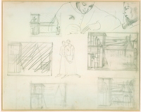 Artist Winifred Knights: Sheet of studies for design of wall decoration, circa 1918