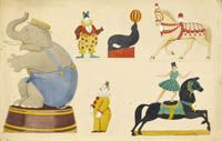 Artist Mary Adshead: Designs for circus decoration, circa 1930