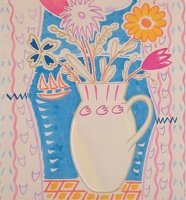 Artist Amy (Dyer) Finney: Design for Flowers by a Window Overlooking the Sea, circa 1950
