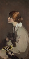 Artist Norah Neilson Gray: Young Woman with Cat, circa 1928