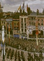 Artist Laura Knight: The Queens Coronation Ceremony passing along Oxford Street, 1953