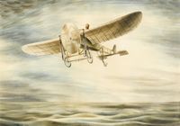 Artist Barbara Jones: Louis Bleriot flying the English Channel, 1909